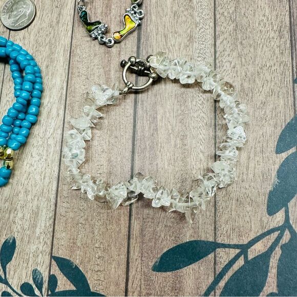 Bracelet Bundle Beaded Blue Clear Silver Lot B1 - Picture 3 of 5